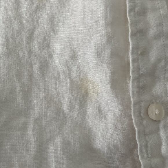 LL Bean Women’s Linen Blouse Size L White Button Down Coastal Preppy Career - Picture 3 of 6